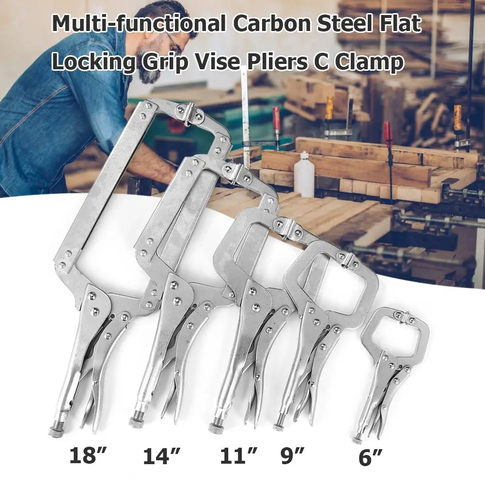 Woodwork Fix Plier Pincer C Clamp weld Clip Tong Grip Tenon Locator Wood Work Alloy Swivel Pad Steel Hand tool Vise Lock Jaw