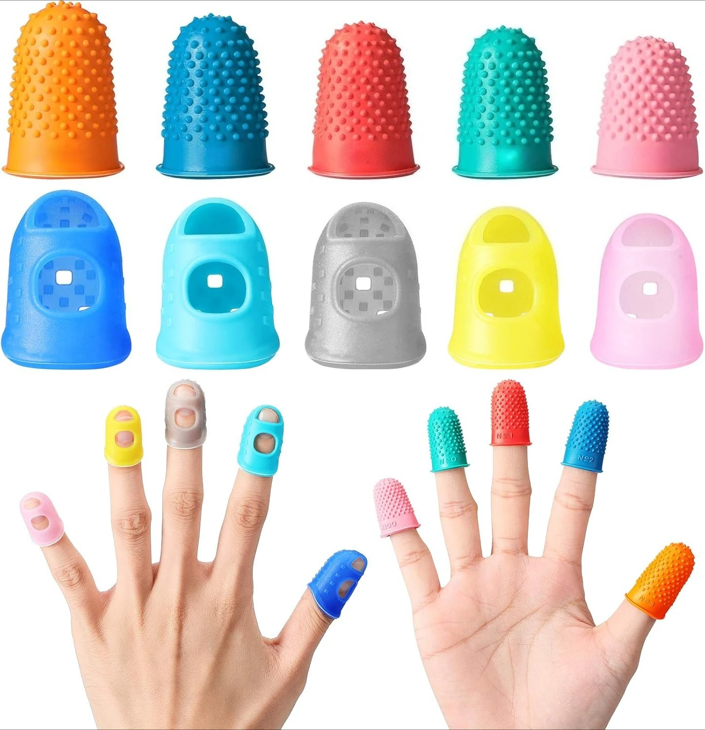 

20 Rubber Thimble Hand Sewing Silicone Finger Tip Protector Guard Finger Pad Grip for Quilting Knitting Sorting Carving Handwork