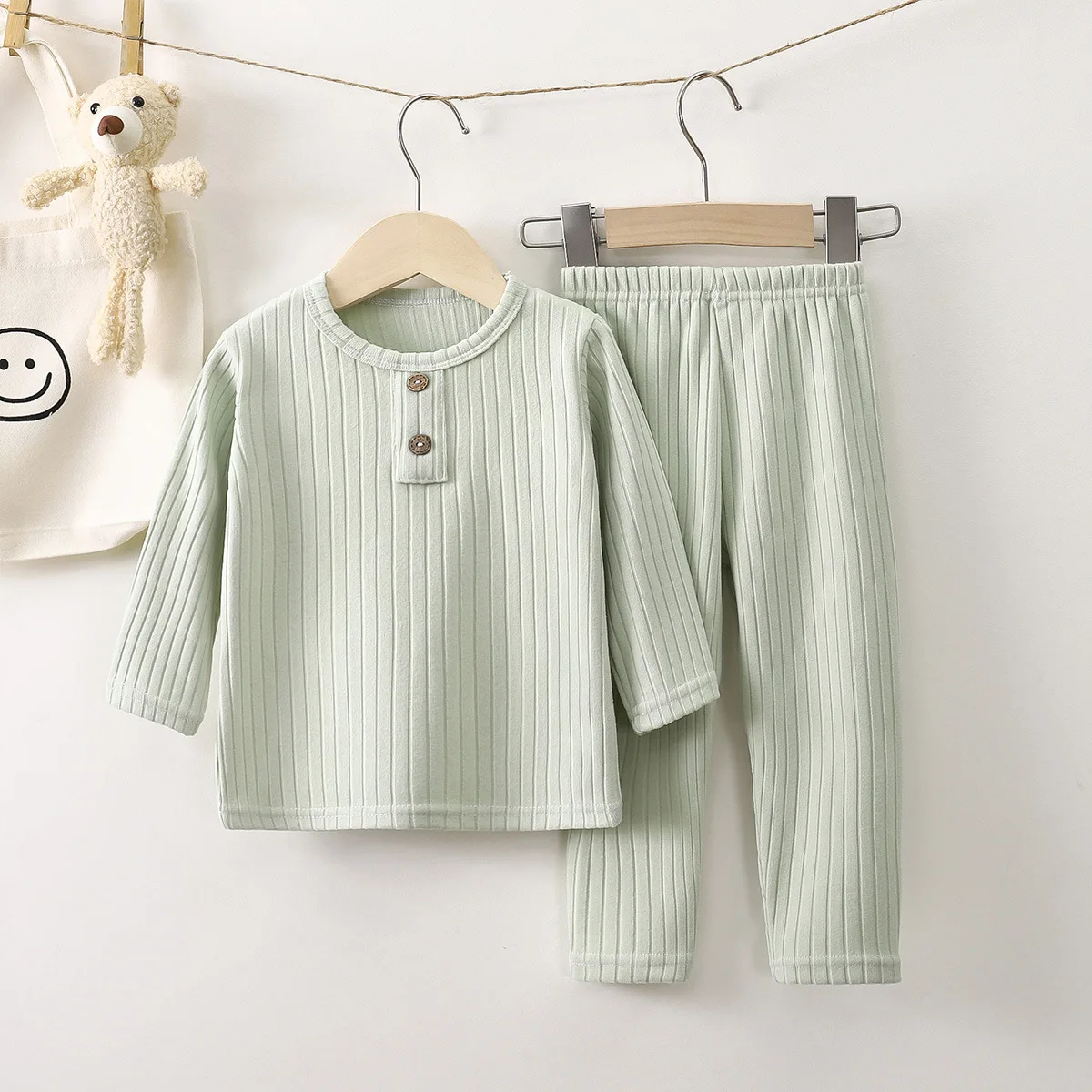 Herbst-Winter Jungen Fleece-Wärmeset Mädchen Lässige Langarm-Hosen Kinder Weiche Freizeit-Pyjamas Babys Kinder Unterzieh-Oberteile – Detail 10