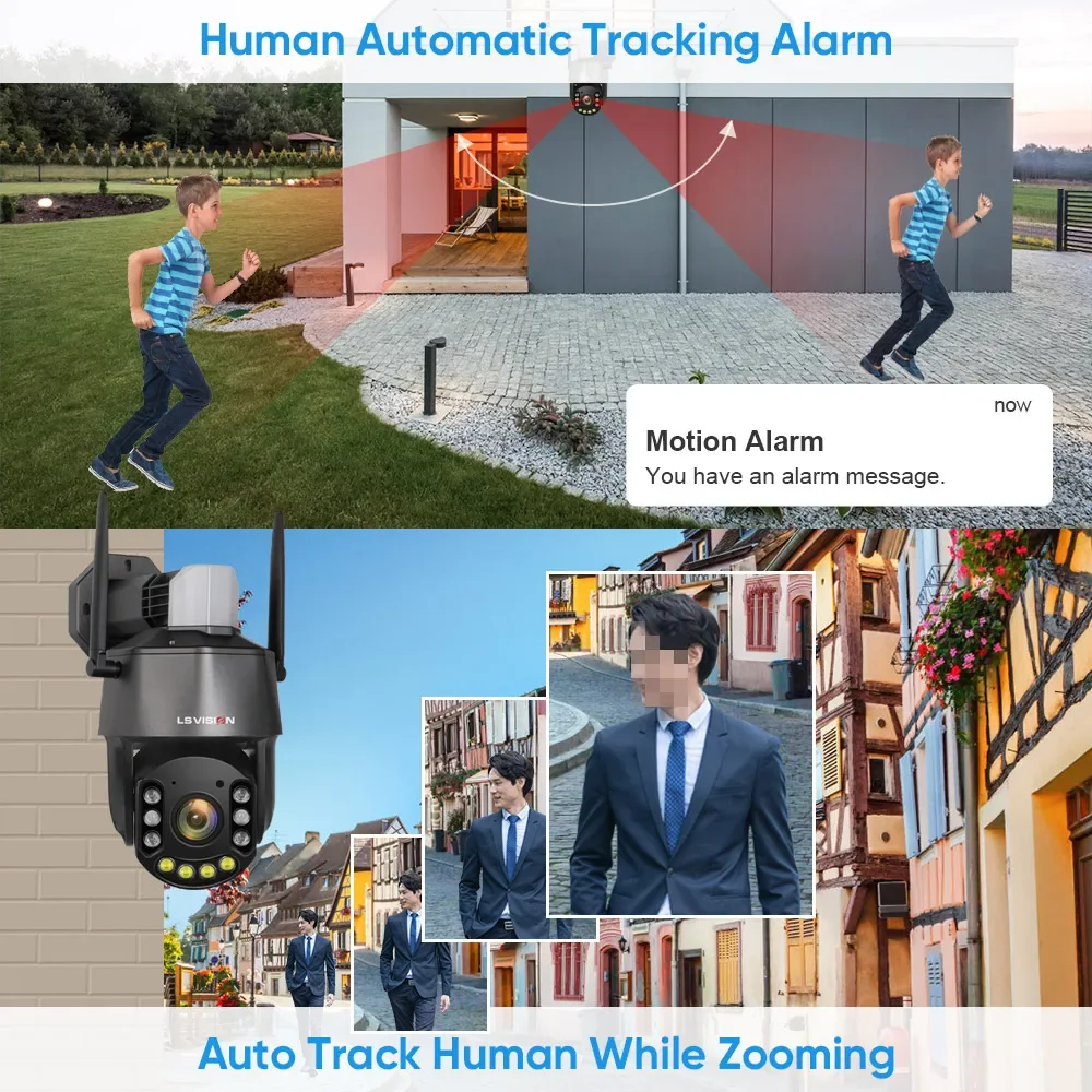 LS VISION Outdoor IP Camera 5MP 4G Sim Card WIFI  Auto Tracking 30X Optical Zoom PTZ Two Way Audio IR 150m Surveillance Camera