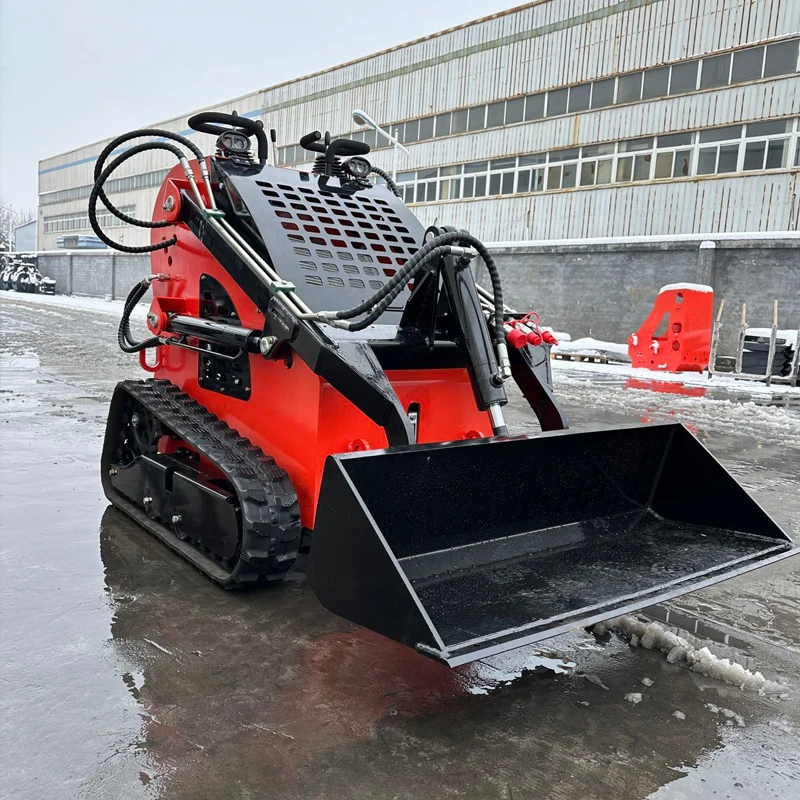 Multi Functional Skid Steer Loader Small Flexible Sliding Construction Vehicle Intelligent Pilot Control Red High Motor