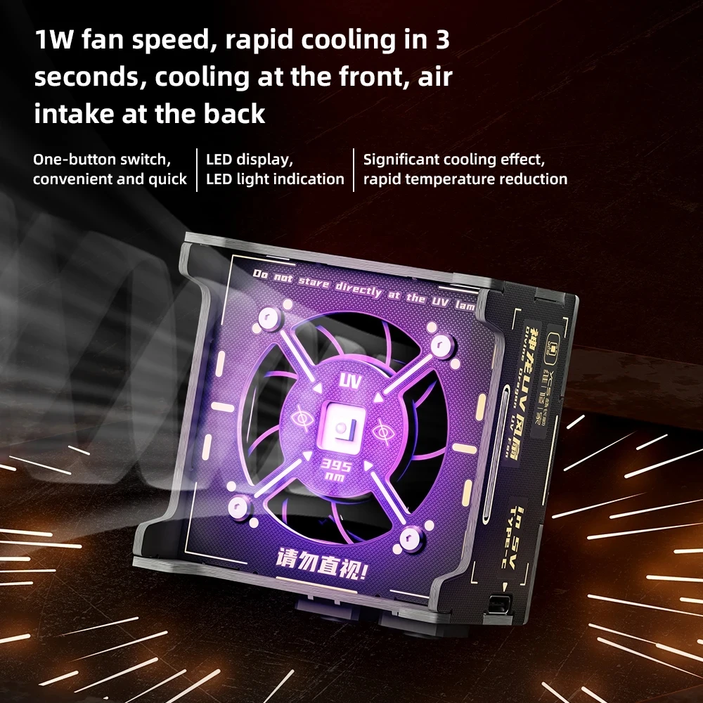 YCS Divine Dragon UV Fan Curing Lamp Cooling Fan 2 IN 1 Exhaust Heat Dissipation Multi-functional Repair the UV Fan Tool