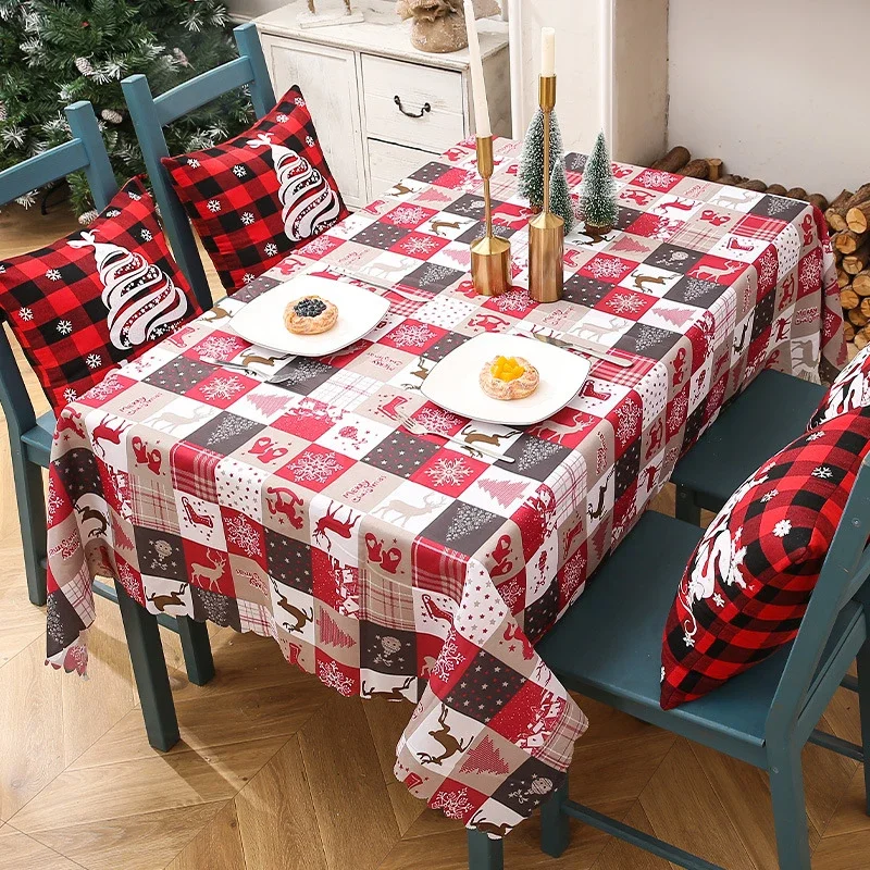 

Christmas Tablecloth Red Buffalo Plaid Rectangle Table Cover New Year Xmas Table Cloth Dining/Parties/Holiday Decor Accessories