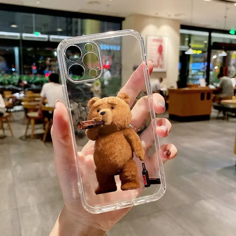 Cartoon Teddy Bear Phone Case for iPhone  15 14 13 12 11 Pro Max 14 Plus X Xs Max XR SE 2020 8 7 Plus Soft Transparent Cover