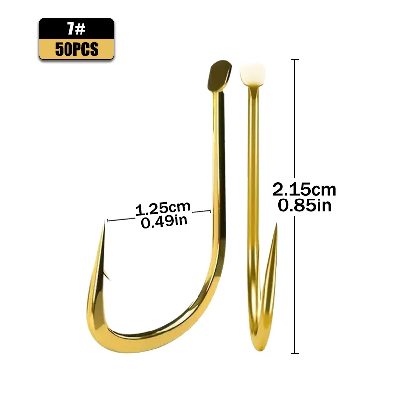 50PCS Right mouth crooked mouth has thorns gold high carbon steel silver carp bighead mouth big fish specializing in hook