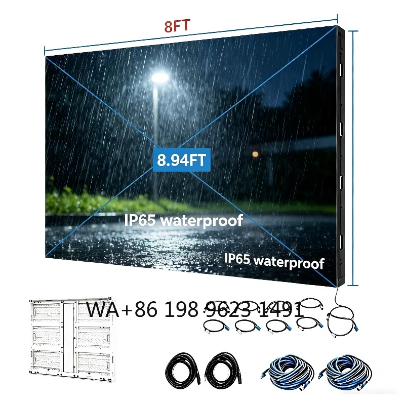 P4-P10 IP65 Waterproof Pillar Mounted Outdoor LED Display AC Backlit Advertising Screen for Commercial Office