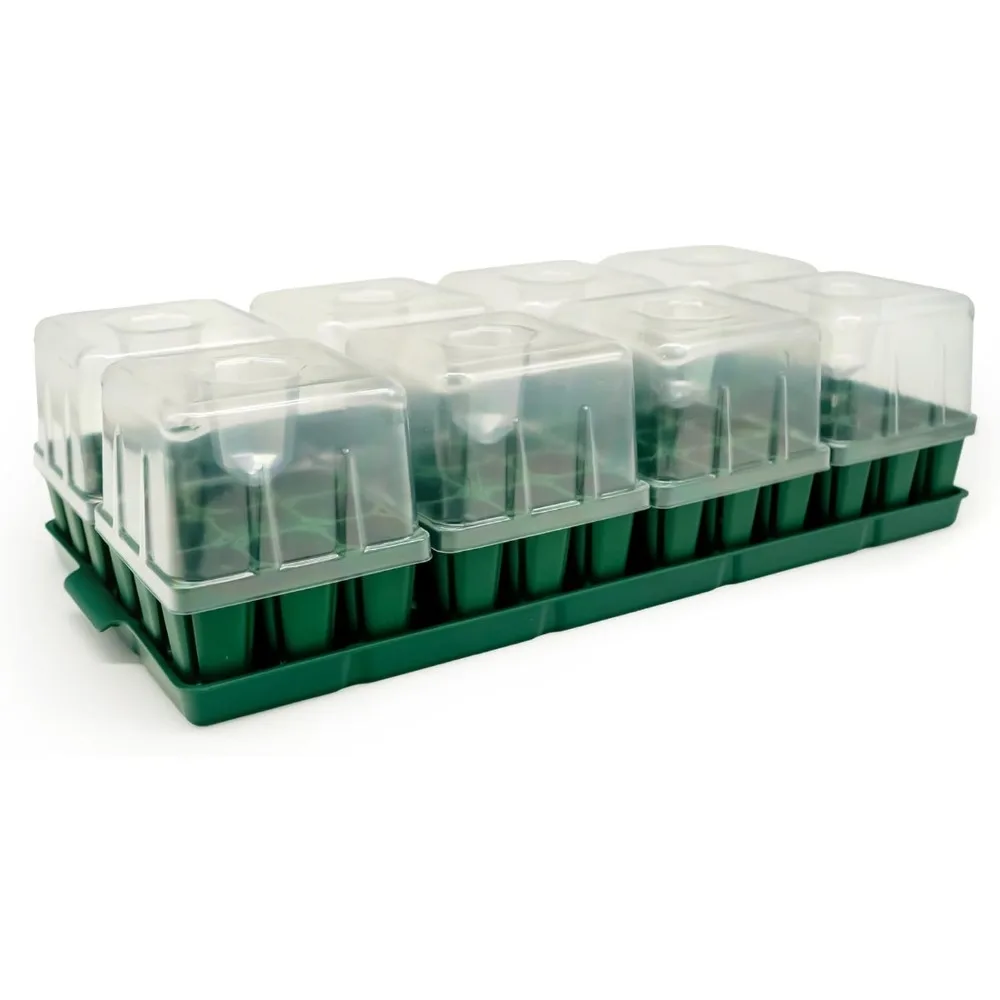 

US Shipping 8 Pack Seedling Starter Trays with Dome Lids and 1020 Bottom Base Trays for Hydroponic Plant Germination