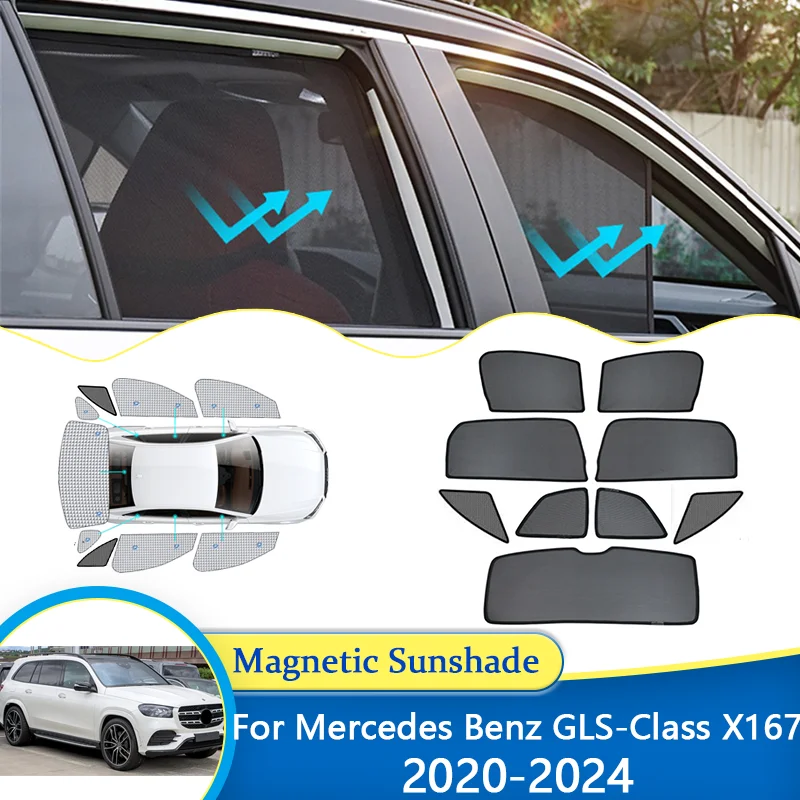 

For Mercedes Benz GLS-Class X167 2020~2024 Magnetic Sunshade blocking Curtain Privacy Shading Sunshade Car Auto Part Accessories