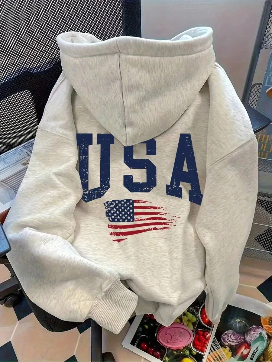

Patriotic - Inspired Pure Cotton Hoodie Showcasing American Symbolism - A Stylish Pick for Casual Wearers National Pride