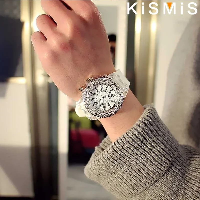 Fashion LED Sport Watch Luminous Rhinestone Design Trendy Quartz Watch for Men Women Couples Chic Practical