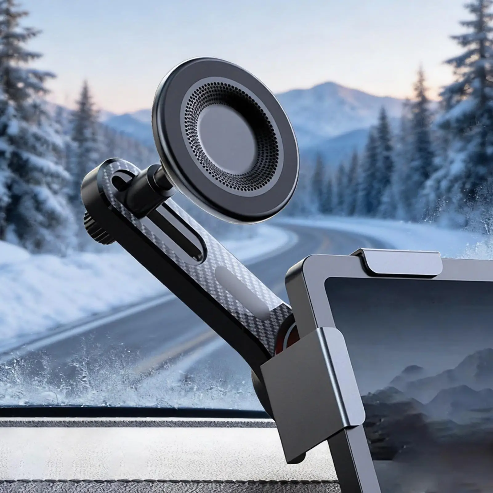 Screen Mount Phone Holder 360-degree Rotation Corner Clamp Stand Magnetic Adjustable Height Aluminum Alloy Base Mobile Holder