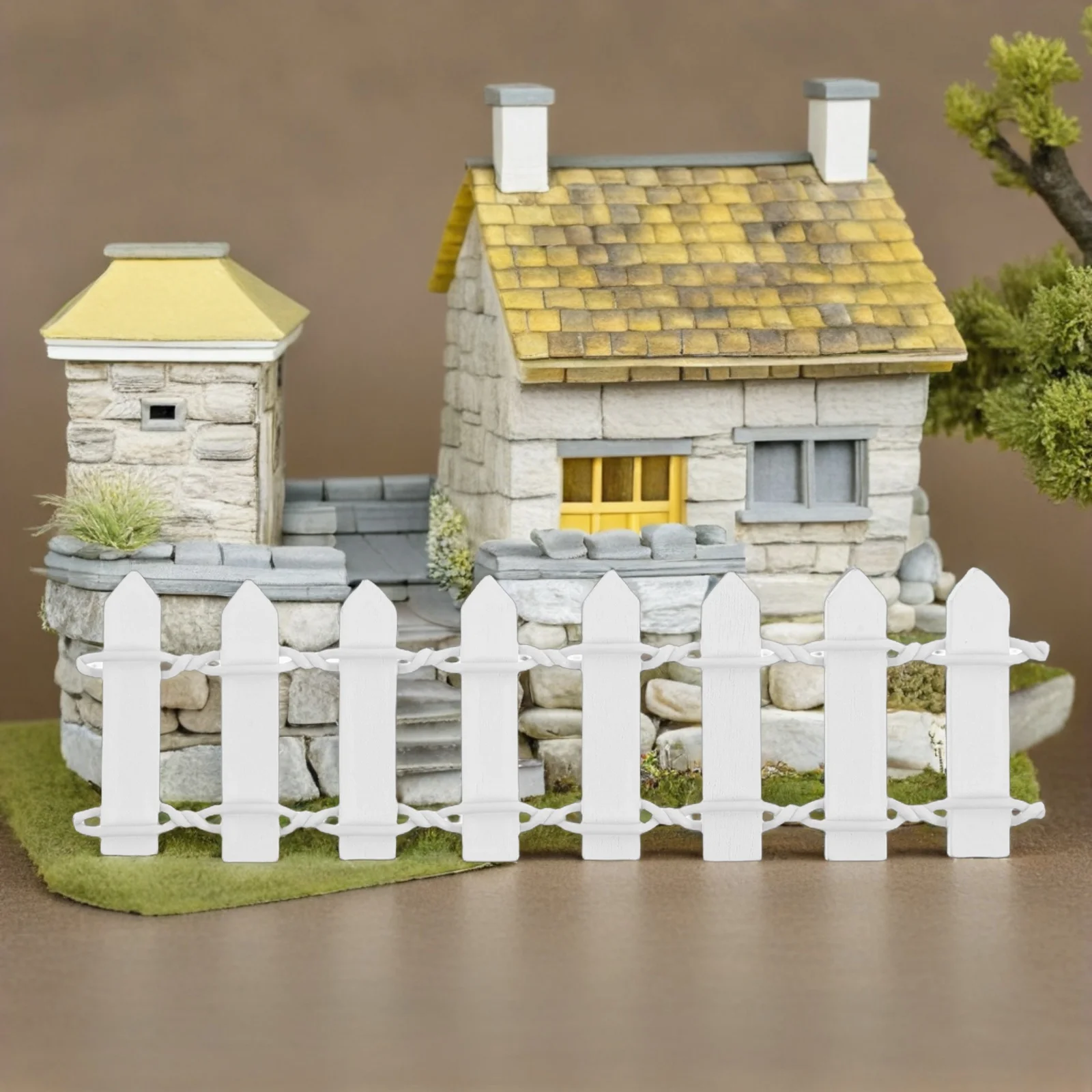 

8Pcs Compact Wooden Fence No Tools Assembly Perfect for Desktop Micro Landscape Dollhouse Accessories Miniature Farm Fence Set