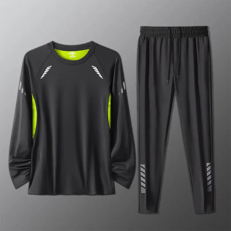 

2025 Men's Sportswear 2 PCS Sets Quick-Dry Running Clothes Fitness Wear Morning Run Clothing Autumn Basketball Training suits