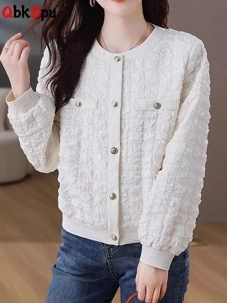 

Women Casual Loose Coats Tops Korean Fashion O-neck Single Breasted Outerwears Spring Fall New Long Sleeve Jackets Blusas New
