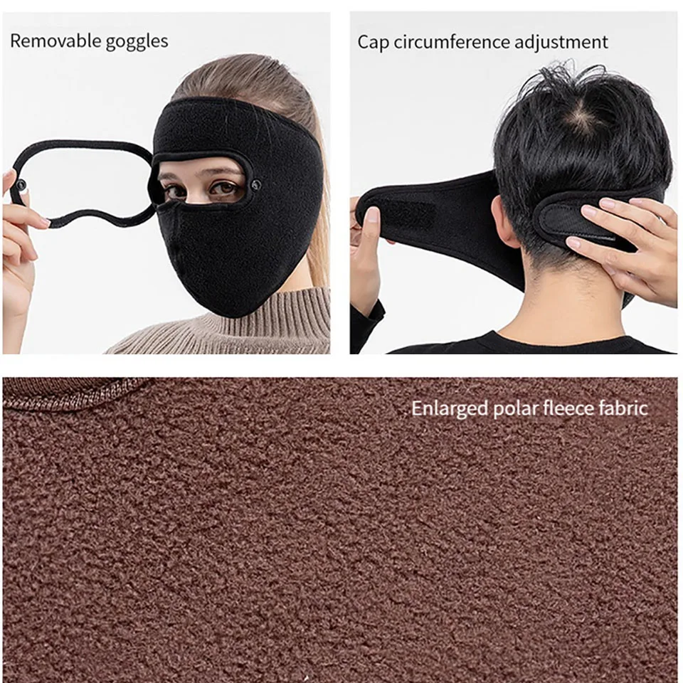 KoKossi Winter Fleece Warm Extended Mask Fleece Riding Windproof High Definition Goggles Hanging Ear Anti Fog And Dust Mask
