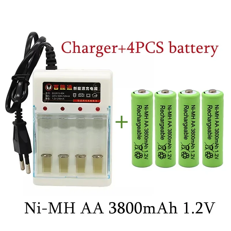 Nuova batteria AA 1.2V 3800mAh batteria ricaricabile ni-mh per batterie ricaricabili telecomandate giocattolo batteria AA 1.2V + caricabatterie