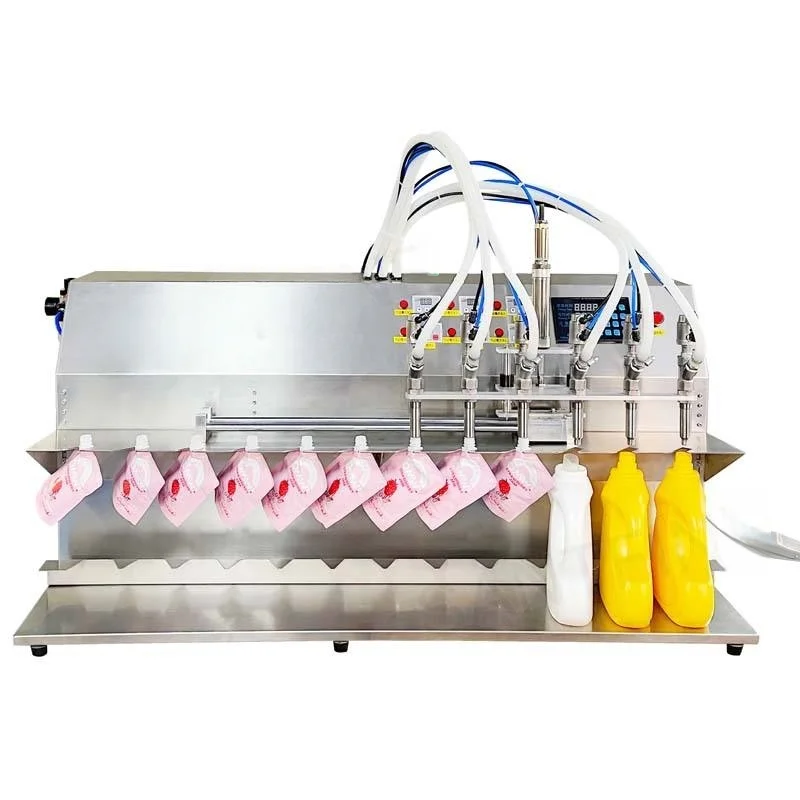 Stand up Doypack Spout Pouch Filling Machine 6 Nozzles Anti-drip Filling Head Large Volume Spray Bag Bottle Filling Machine