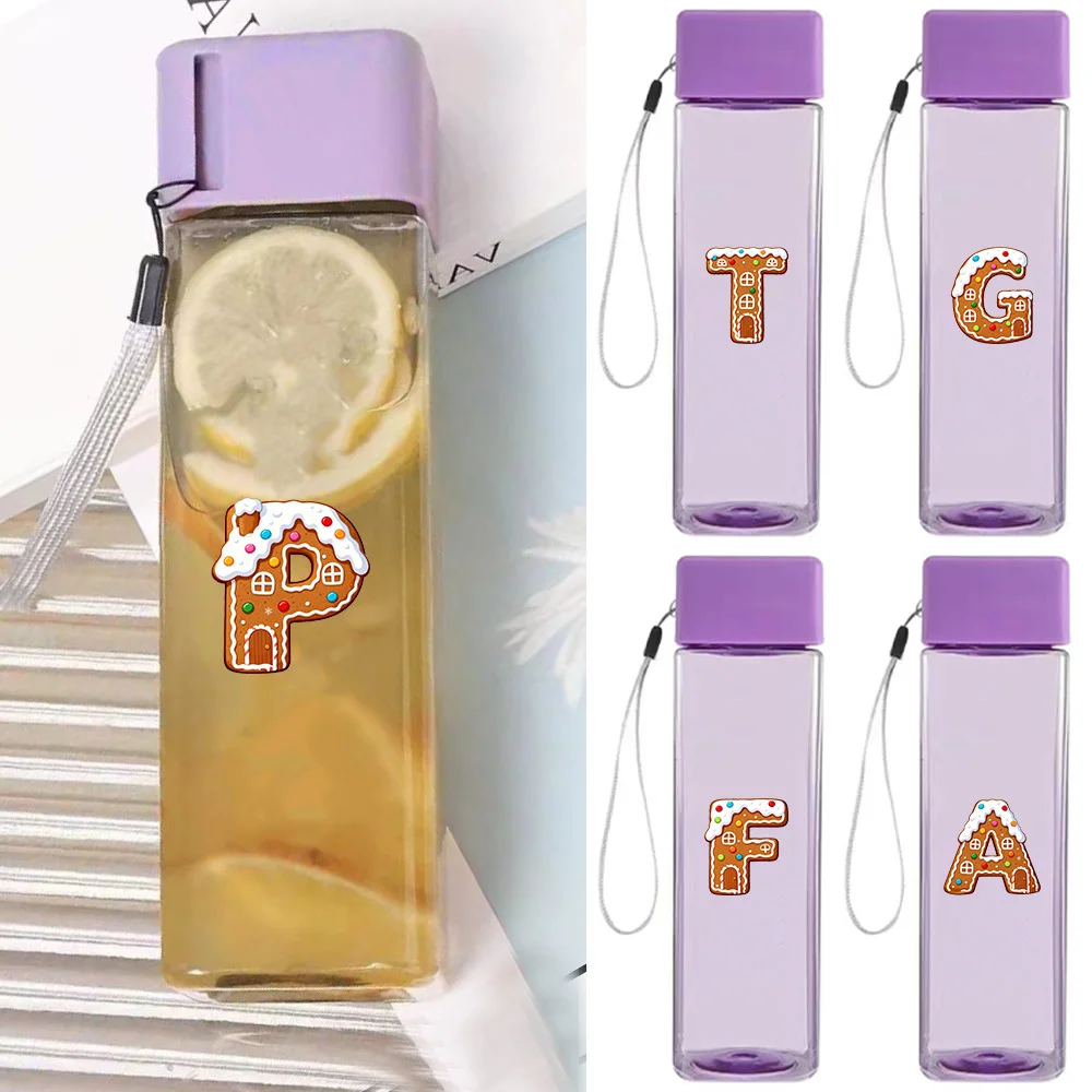 

Protable Milk Tea Bottle Women Large Capacity Clear Drinking Bottle Dustproof Durable Juice Cup Gingerbread House Pattern