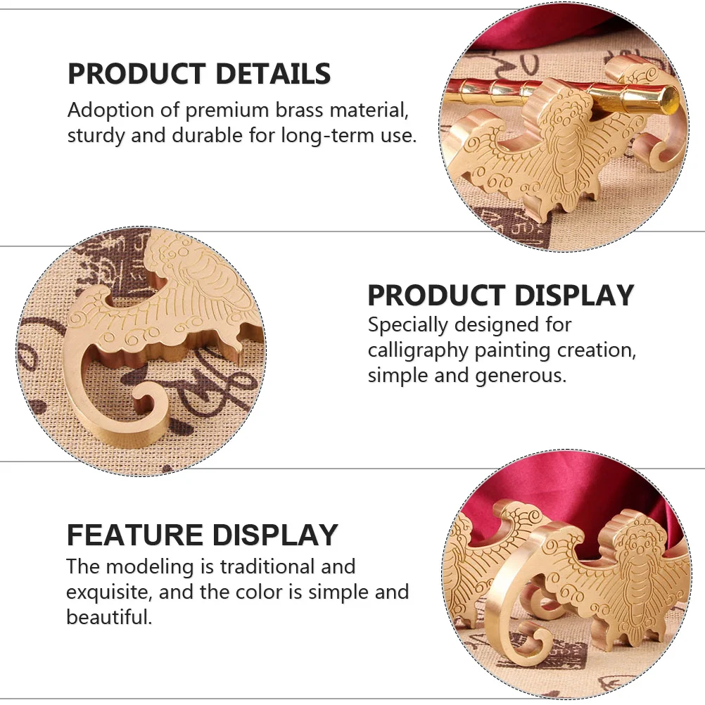 

Brass Calligraphy Brush Pen Holder Bat Shaped Desktop Decoration Paperweight Stable Pen Stand Suitable for Chinese Brush
