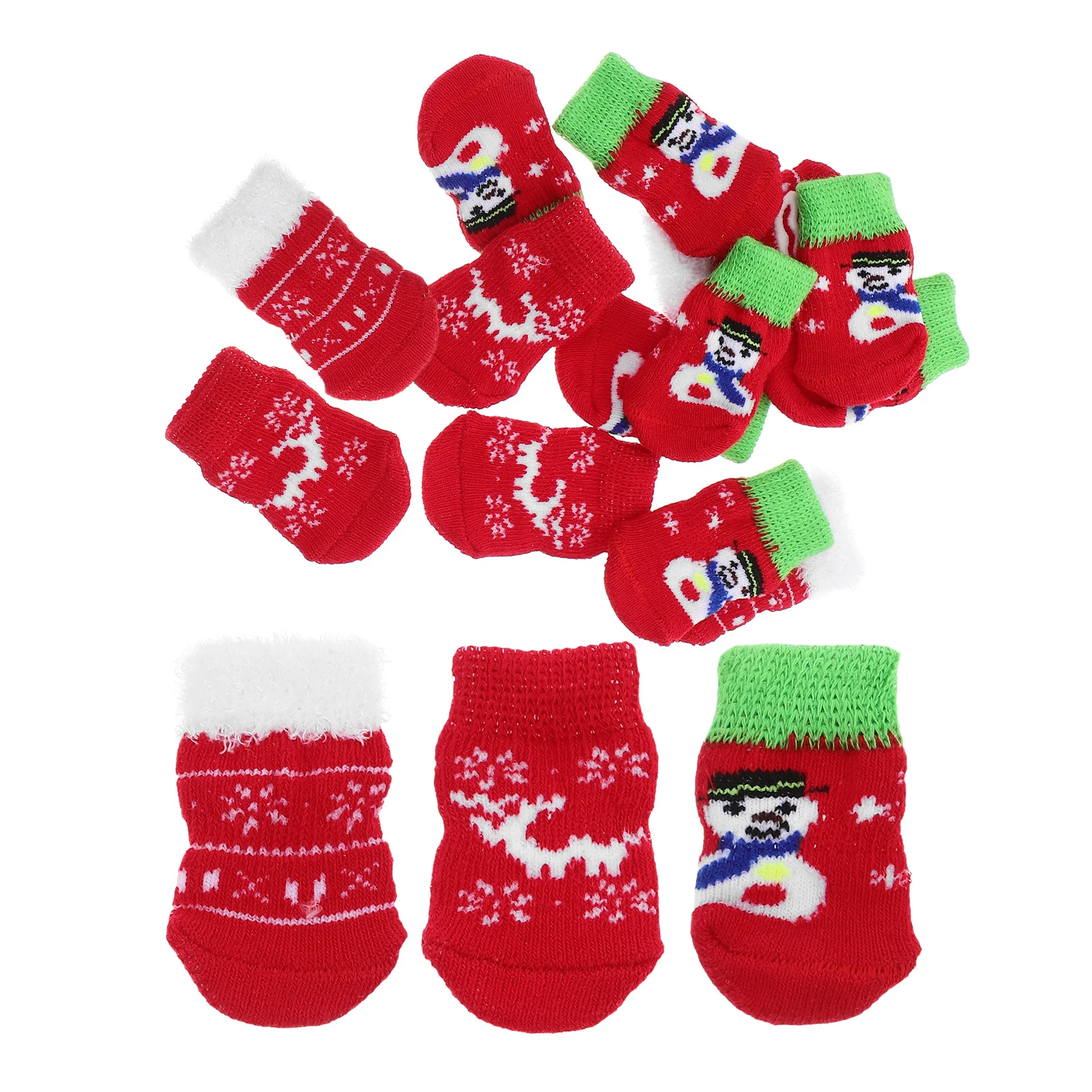 

4 Sets Pet Dog Cat Non-Slip Cotton Socks Christmas Pattern Size S Anti-Slip Snow Ice Protection Paws Clean For Puppy Kitten