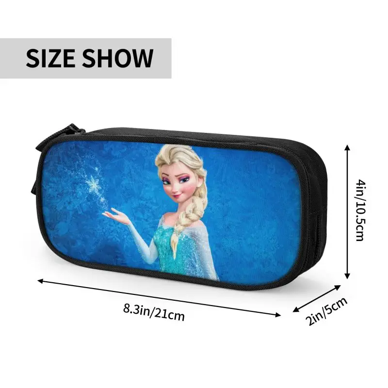 Imagem -04 - Bolsa Lápis de Grande Capacidade para Meninos e Meninas Acessórios Escolares Anime de Desenhos Animados Personalizado Elsa Congelada Kawaii