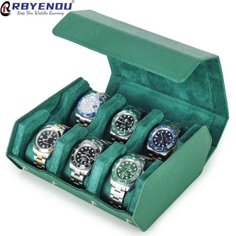 

Кожаный футляр для хранения механических часов OEM Classic Cross Pattern из воловьей кожи, модный, на 6 слотов, с защитой от падений, портативный, с возможностью нанесения логотипа