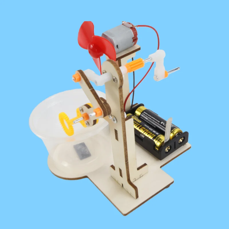 Fabricante de bolhas de manivela, brinquedo de montagem de madeira para crianças, experimento científico diy, soprador de bolhas, brinquedo para crianças