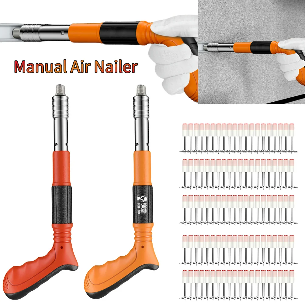 

Manual Air Nailer Nail Gun One-handed Operation Silencing Nail Wall Fastening Tool with Nails Riveting Gun Home Decoration Fixed