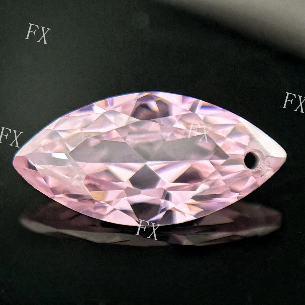 Cubic Zirconia Stone Single Hole Heart Shape Pink Brilliant Cut Loose CZ Stones Synthetic Gems Beads 4x8~8x16mm AAAAA