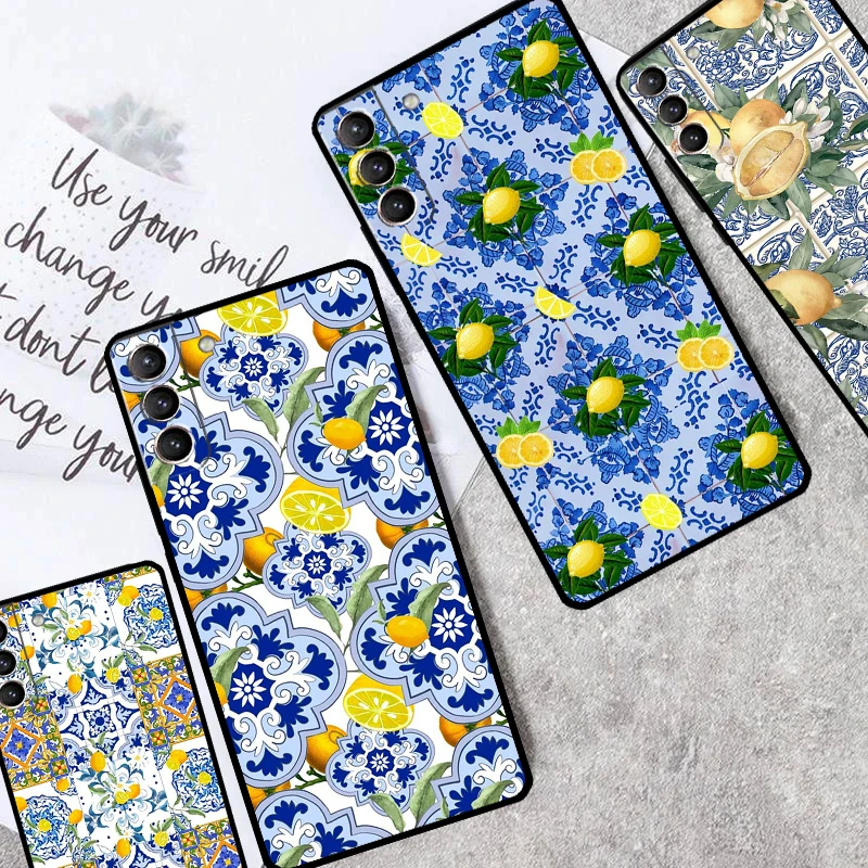 Mediterranean Lemon Case For Samsung Galaxy S21 S20 FE S22 S23 S24 Ultra Note 10 Plus Note 20 S8 S9 S10 Cover