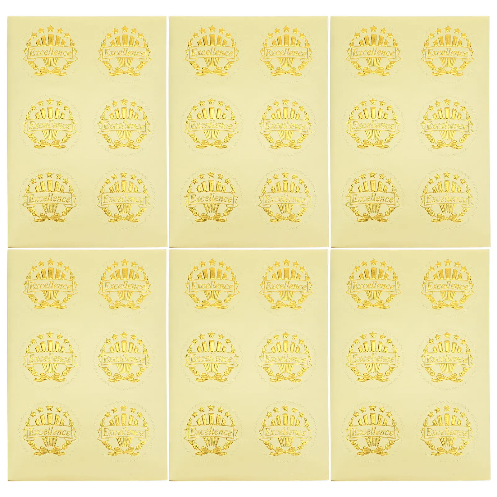 

36Pcs Round Reward Stickers Self-Adhesive Excellence Medal Decals for Graduation Certificates Award Seals Diploma School