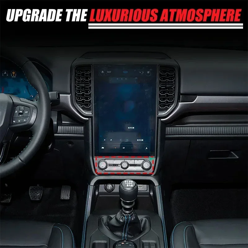 

For Ford Ranger 2023+ Aluminum Alloy Black Car Volume Air Conditioning Knob Ring Decorative Sticker Car Accessories 3Pcs