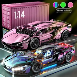 1280PCS Technical 1:14 Black Purple Sport Car Building Blocks Assemble Racing Vehicle Bricks Toys Birthday Gift For Kid Boy