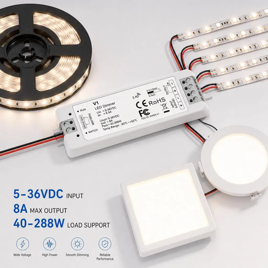 Skydance DC5V-36V V1 R6-1 R6 1CH 1-4 Zone Single Color LED Strip Dimming Kit 2.4GHzRF Remote Control  LED Dimmer Controller