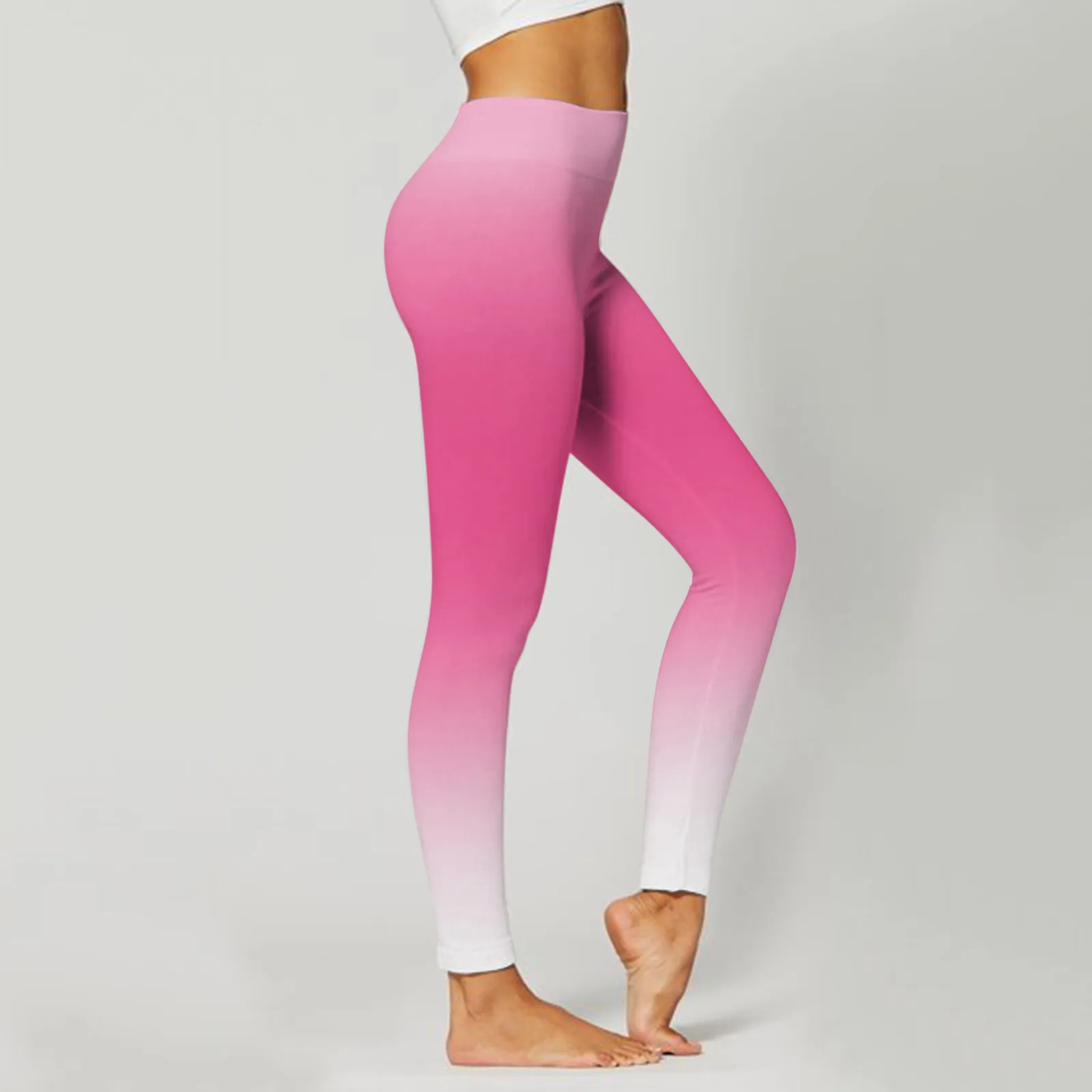 Calças de Yoga Seamless Gradient Color para Mulheres, Cintura Alta, Levante o Quadril, Esporte Fitness, Calças Justas, Treinamento De Ginástica, Leggings De Impressão