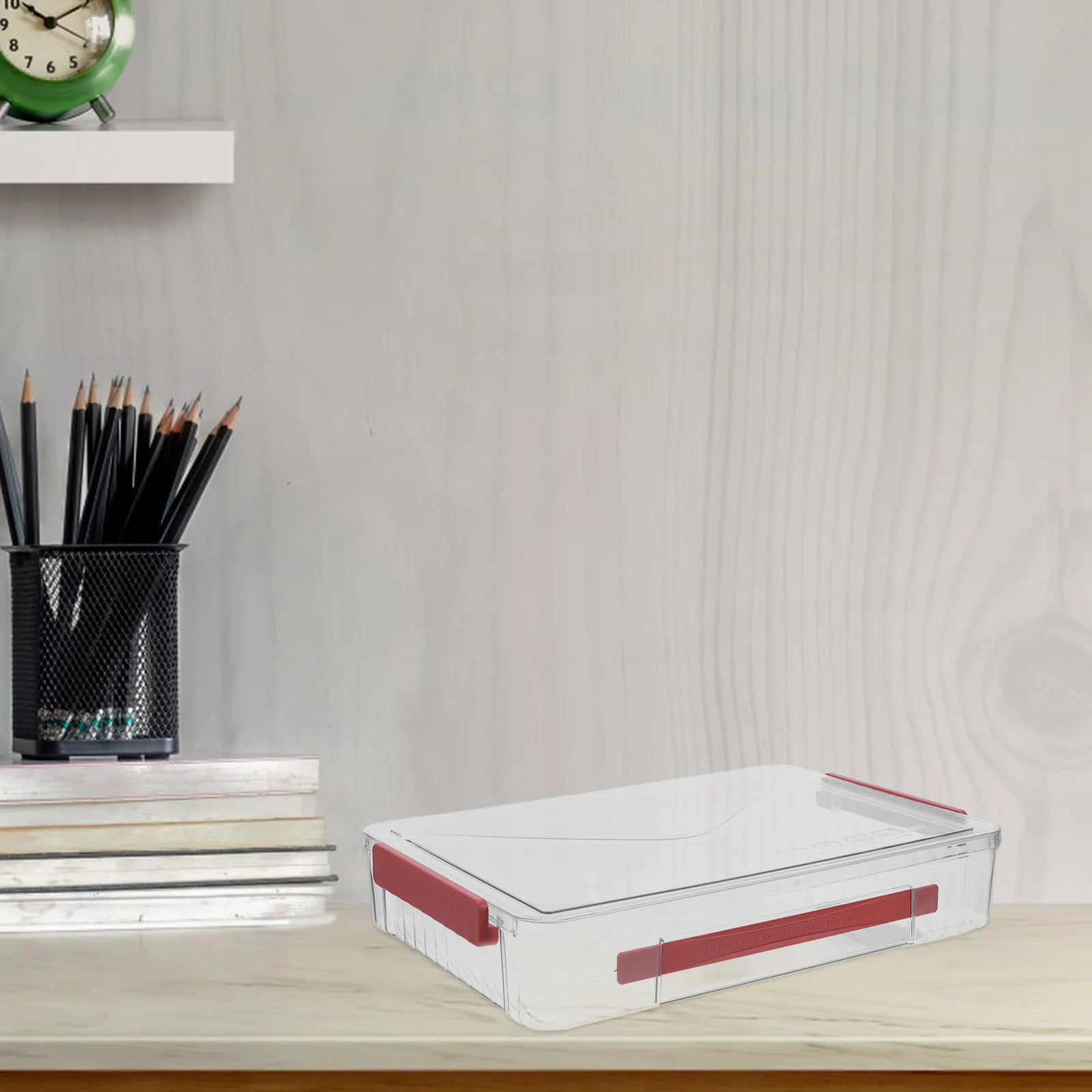 Document Storage Box Pet Transparent Flip Lid Handle Portable Certificate Organizer Clear File Box For Papers Magazines