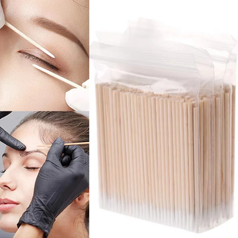 1-4Packs Disposable Ultra-small Cotton Swab Lint Free Micro Brushes Wood Cotton Buds Swabs Eyelash Extension Glue Removing Tools
