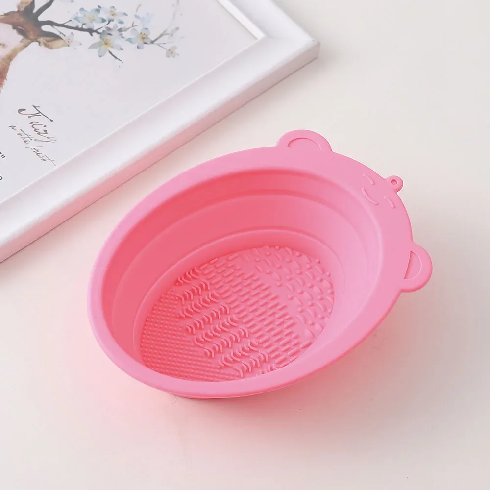 

Makeup Brush Cleaner Folding Powder Puff Cleaning Bowl Eyeshadow Brushes Wash Clean Mat Beauty Tools Soft Silicone Scrubber Box