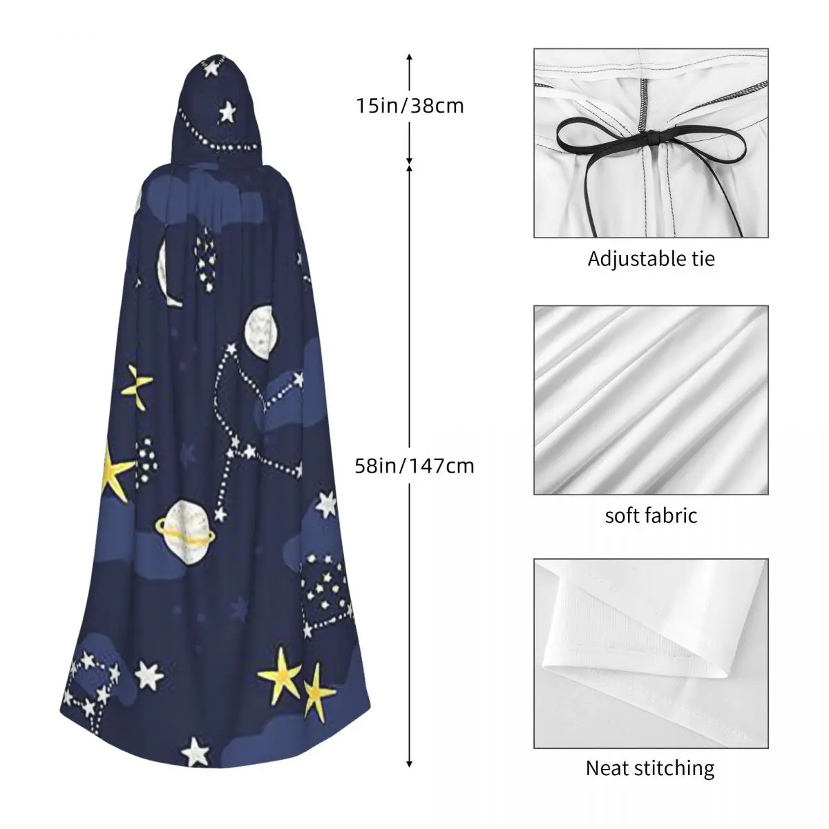 干支星座スペースロングフード付きマント魔女中世コスチュームコスプレケープハロウィンパーティー大人ユニセックス