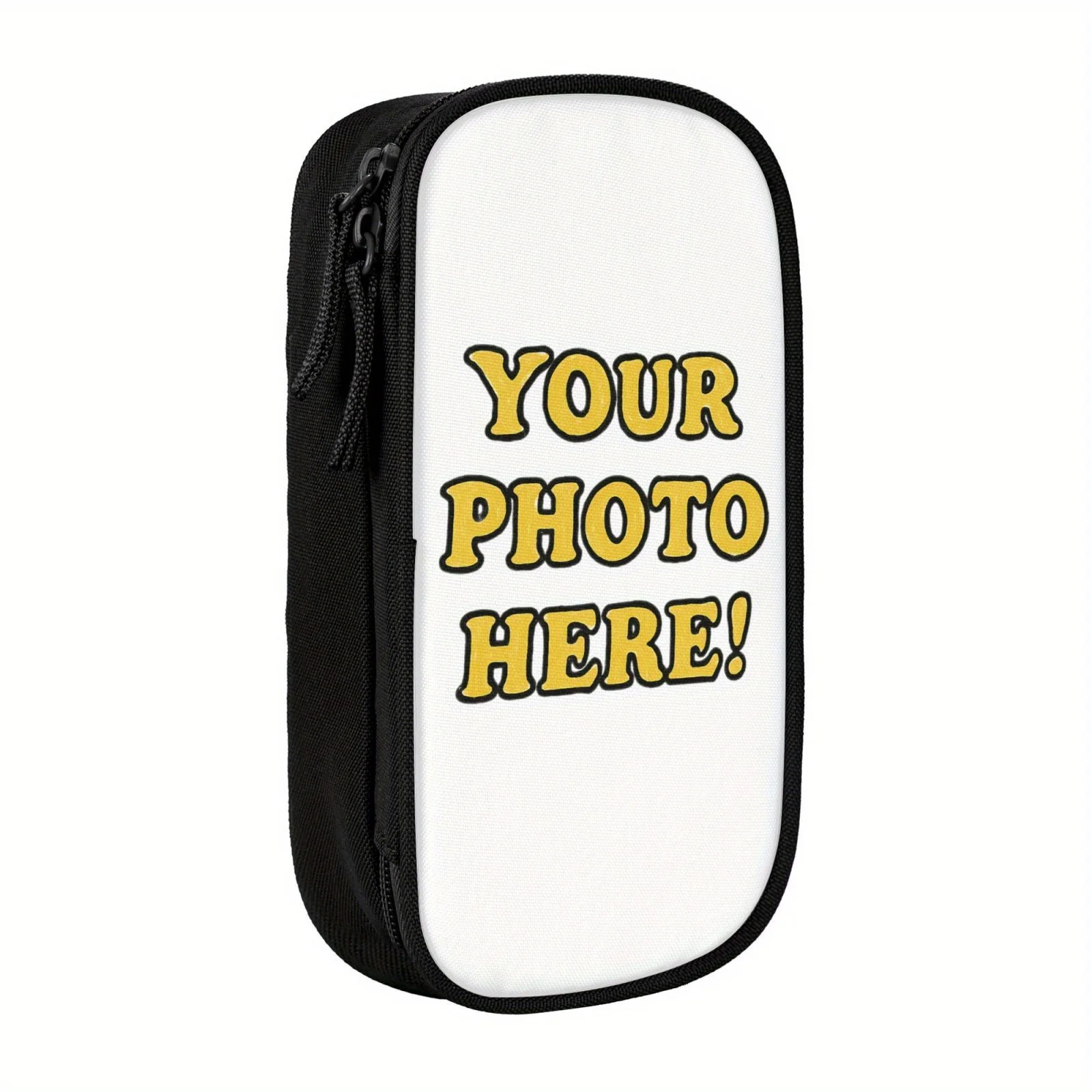 1pc Custom Photo Personalized Large Capacity Double-Layer Pencil Case - School Office, Travel Organizer with Customizable