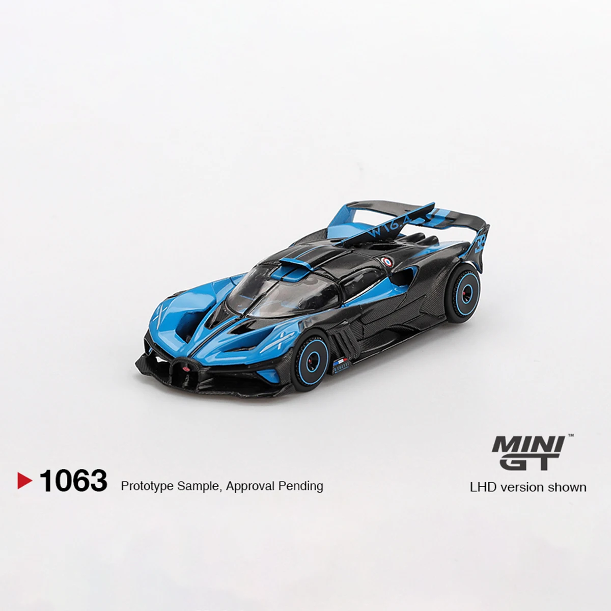 MINIGT 1:64 Bugatti Bolide Black Blue Diecast Model - usage example