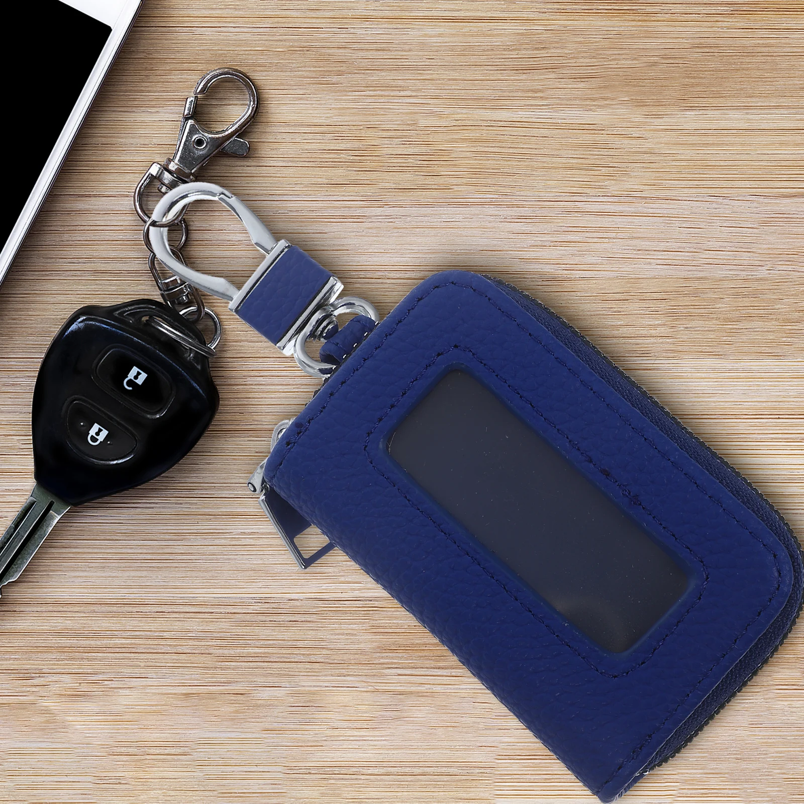 

Car Key Bag Fob Holder Portable Cases Women Accessories Alarm Remote Pouch Vintage Sturdy Metal Zipper Universal Car Key
