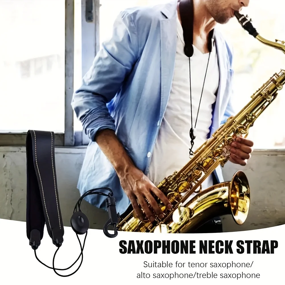 

1 Piece Professional Metal Stent PU Leather Tenor /Soprano/ Alto Sax Neck Strap Sax Harness Saxophone Strap