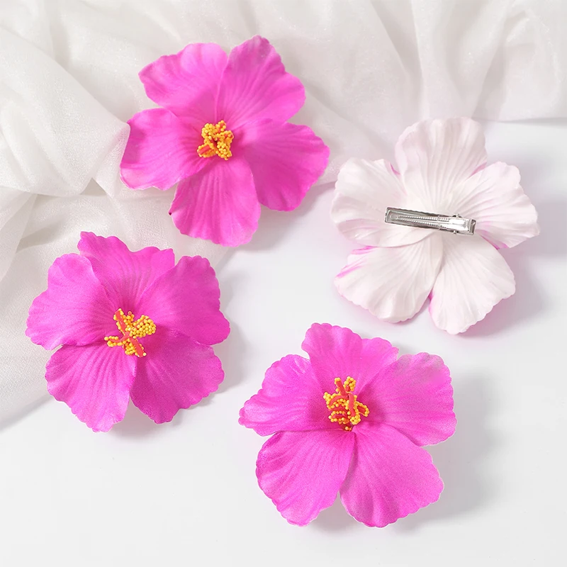 5/10 Stück 9,5 cm Böhmen Blumen Haarspangen Hawaii Braut Blumen Haarspangen Haarnadeln Haarspange für Strandparty Hochzeit Haardekoration – Detail 11