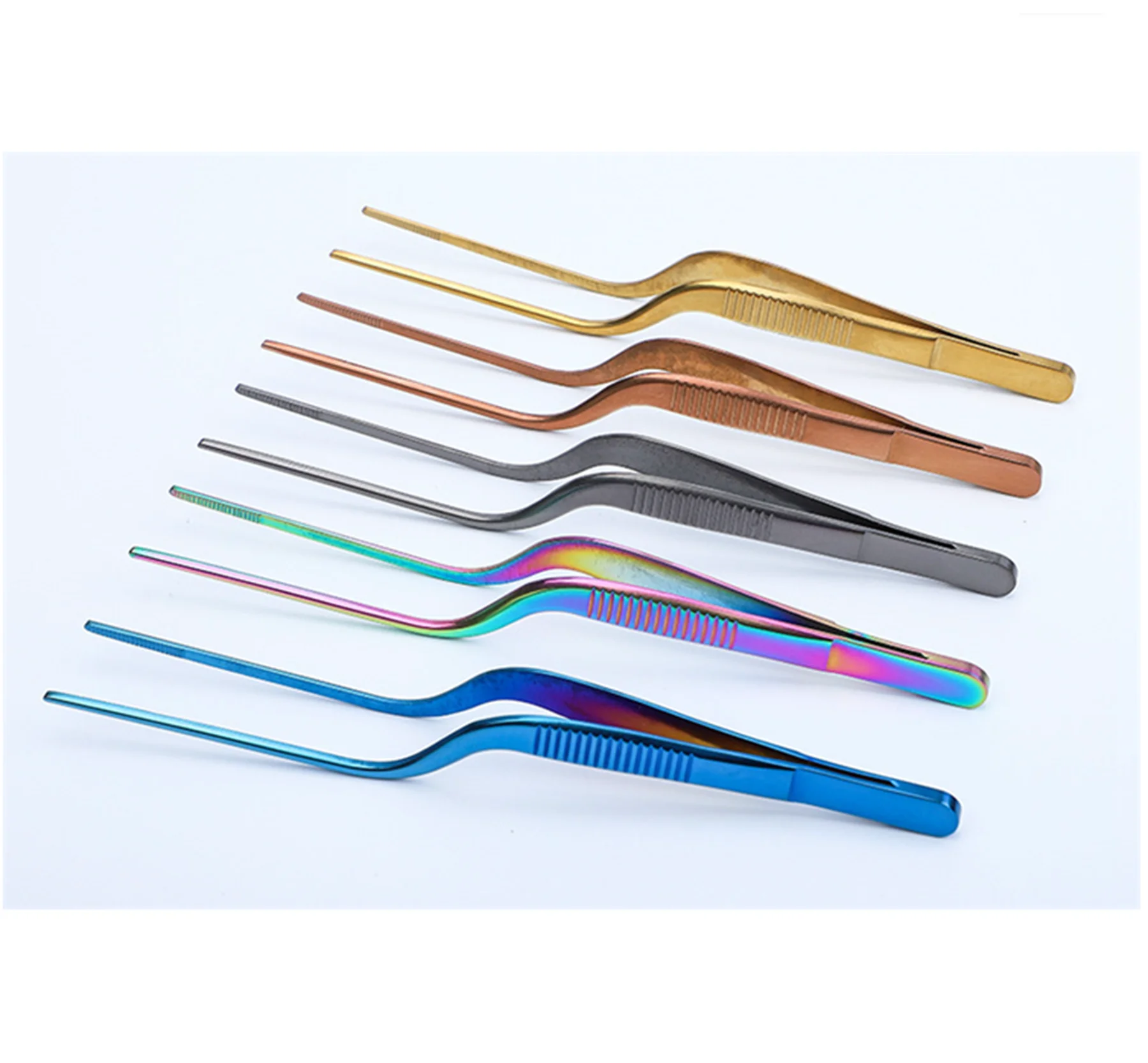 Plating Tongs Assembly Chef Kitchen Titanium Bar 5PCS