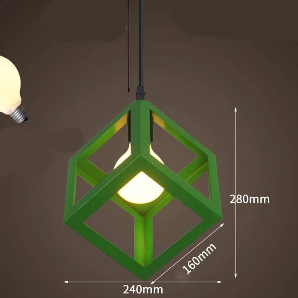 

Quartet Iron Chandelier Durable Geometric Hanging Lamp For Bar Restaurant Shop Home Decorative Light Green 7W Led Bulb Included