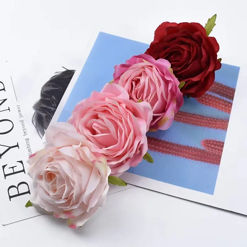 50PCS/100PCS 9Cm Artificial Flowers Christmas Wreath Decor for Home Wedding Car Bridal Accessories Clearance Diy Gifts Silk Rose