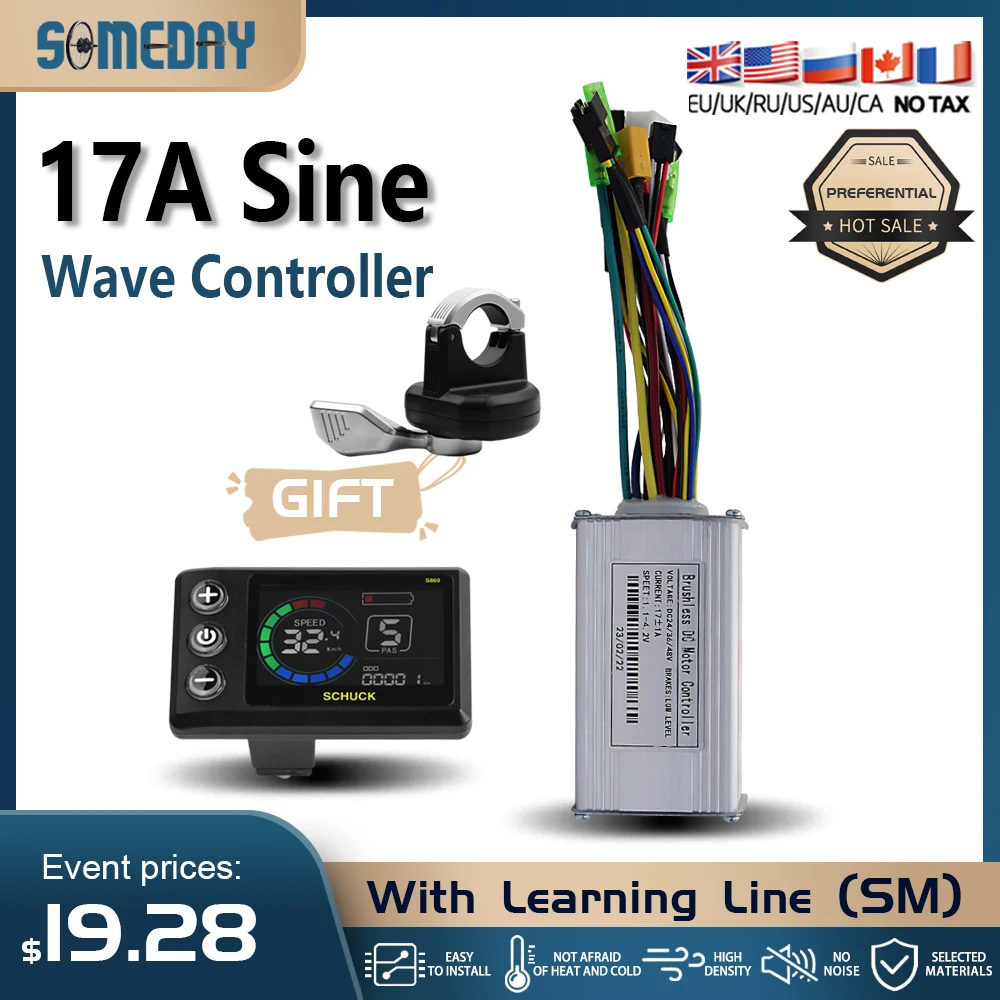 

17A Three-Mode Sine Wave Controller with JN Color display 36V/48V Ebike Conversion kit for 350W-1000W Motor