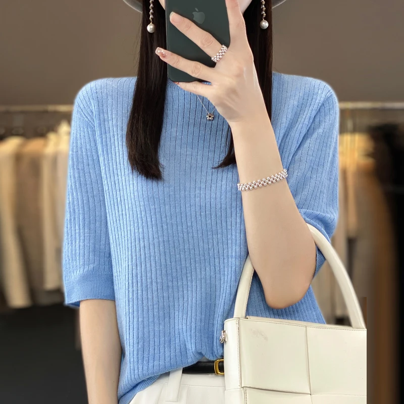 Spring/summer 2024 womans clothing sweater short-sleeved jumper Korean fashion jacket sweater yk2clothes