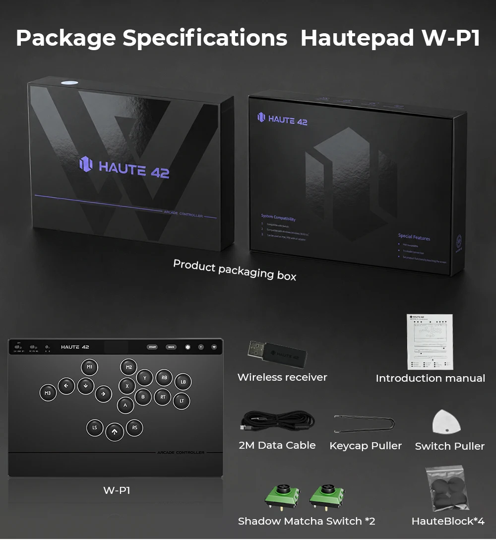 Haute42 W-P1 Tri-Mode 2.4G Kabelloser Touchscreen-Controller ohne Hebel für PC/PS4/PS5/Switch Stickless Arcade-Controller – Detail 31